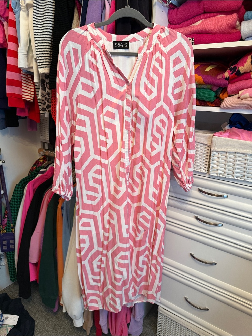 SSYS Pink Geometric Swim Coverup Tunic